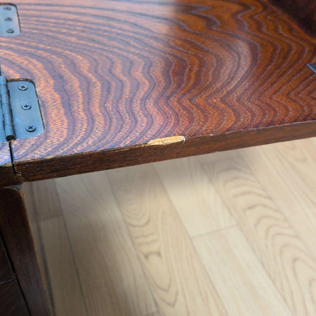 片袖机レトロ木製折りたたみ座机　テーブル 引き出し3つ付き文机