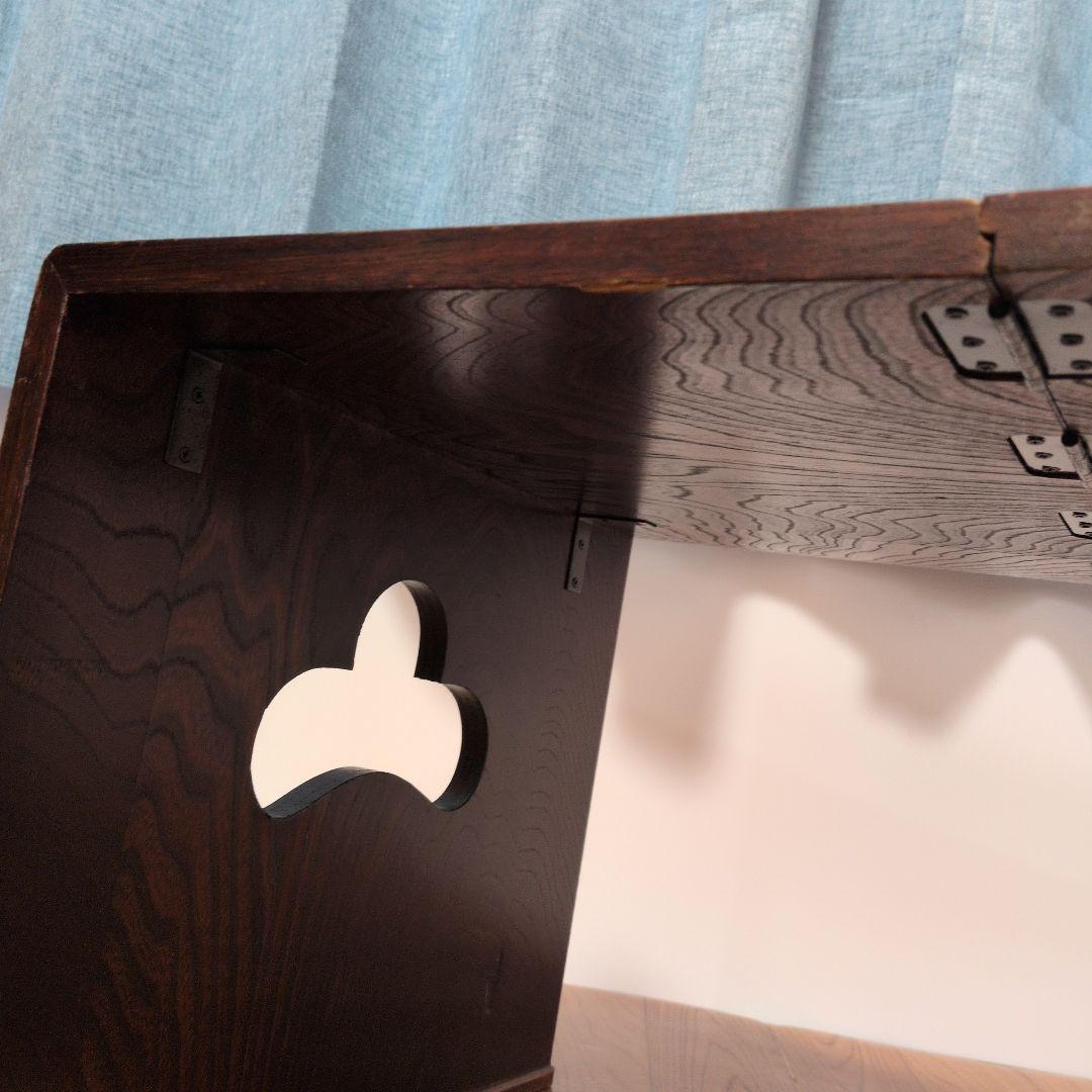 片袖机レトロ木製折りたたみ座机　テーブル 引き出し3つ付き文机