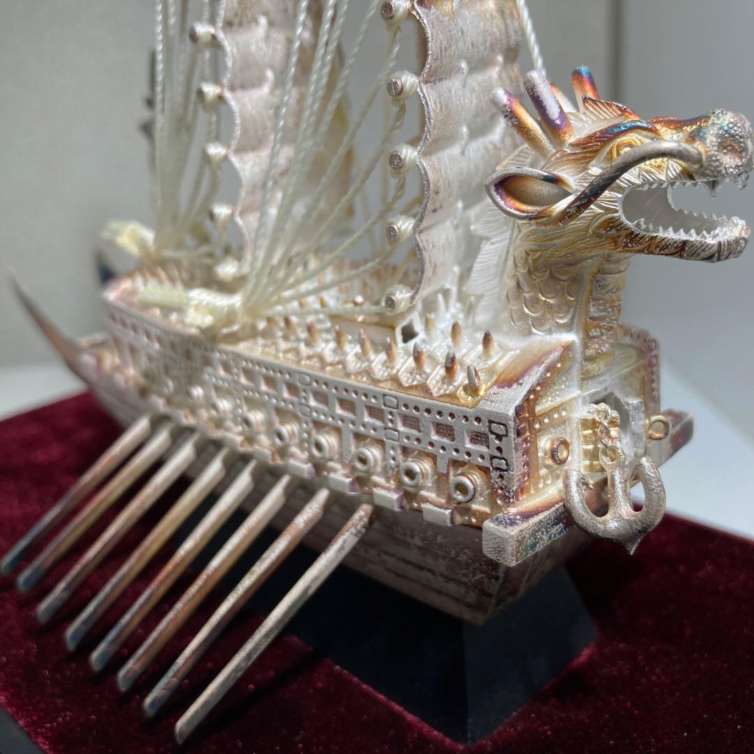 純銀99.9% 亀甲船置物 韓国造船記念品　韓国銀工芸品　ケース付き