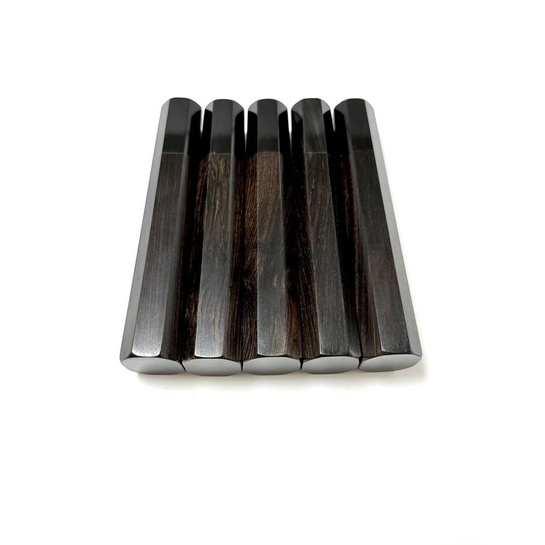 5本セット 黒水牛角 出刃5.5寸 手作り 包丁の柄 出刃165 黒檀八角柄