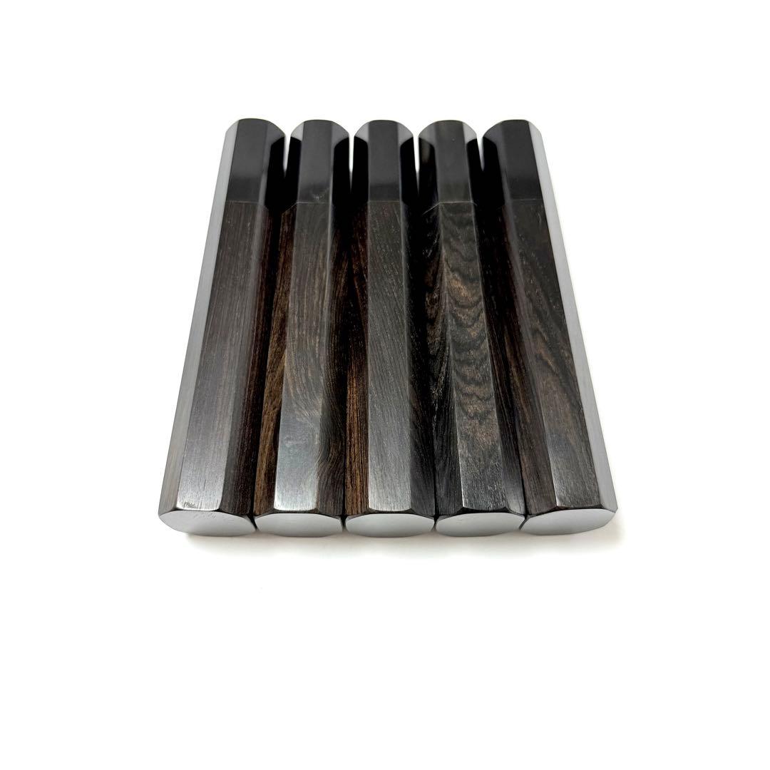 5本セット 黒水牛角 出刃5.5寸 手作り 包丁の柄 出刃165 黒檀八角柄