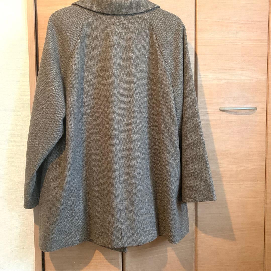 GLOBAL WORK 軽やかストレッチ衿2WAYコート　ヘリンボーン　L