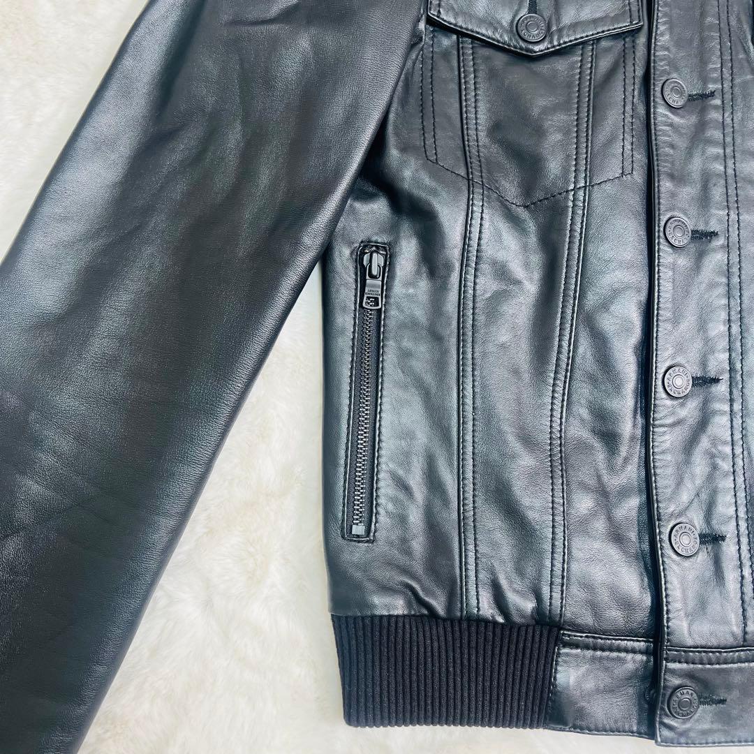 【美品】ARMANI EXCHANGE 羊革 レザー ブルゾンジャケット