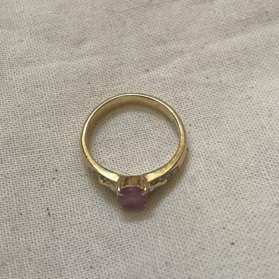 【18金】ピンクサファイア ダイヤモンド ゴールドリング 13号 750