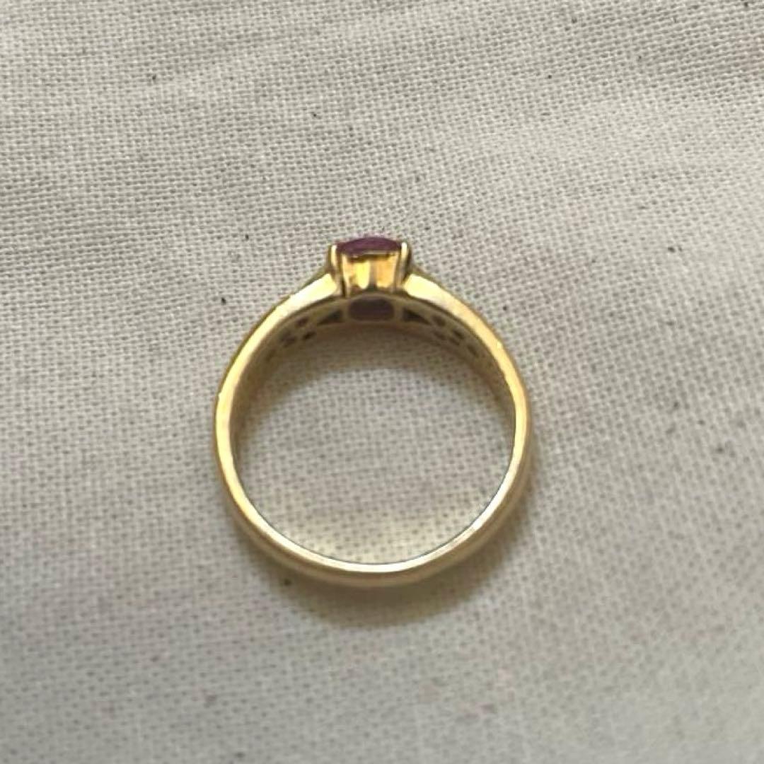 【18金】ピンクサファイア ダイヤモンド ゴールドリング 13号 750