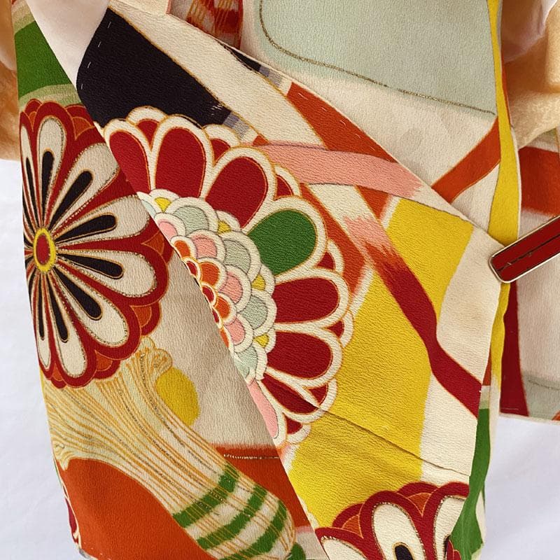 508ag76◎七五三 三歳 女の子 アンティーク着物&被布 レトロ 淡素色◎