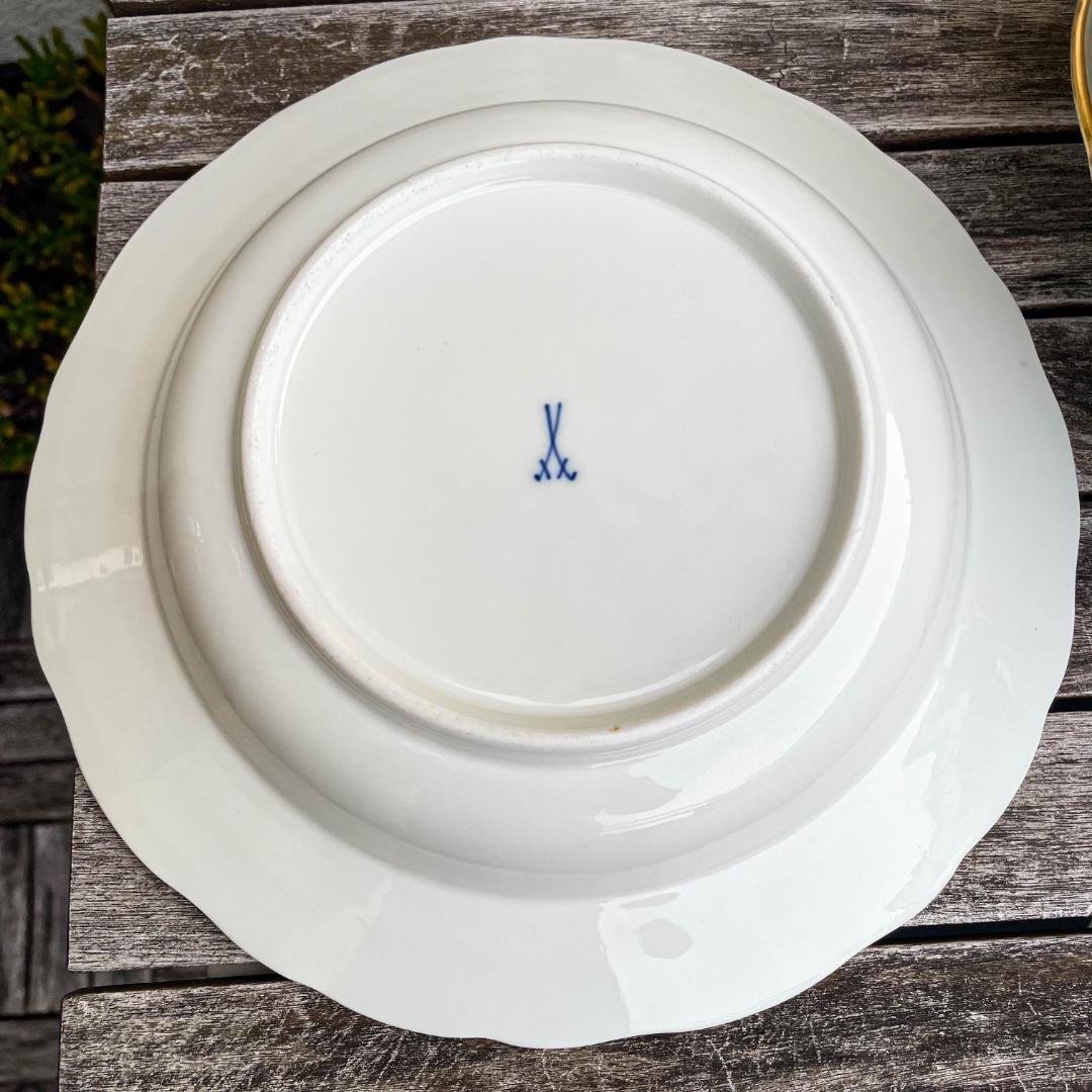 値下げマイセン 昆虫スーププレート深皿フラワーブーケ 23cm 金彩 6枚 1級