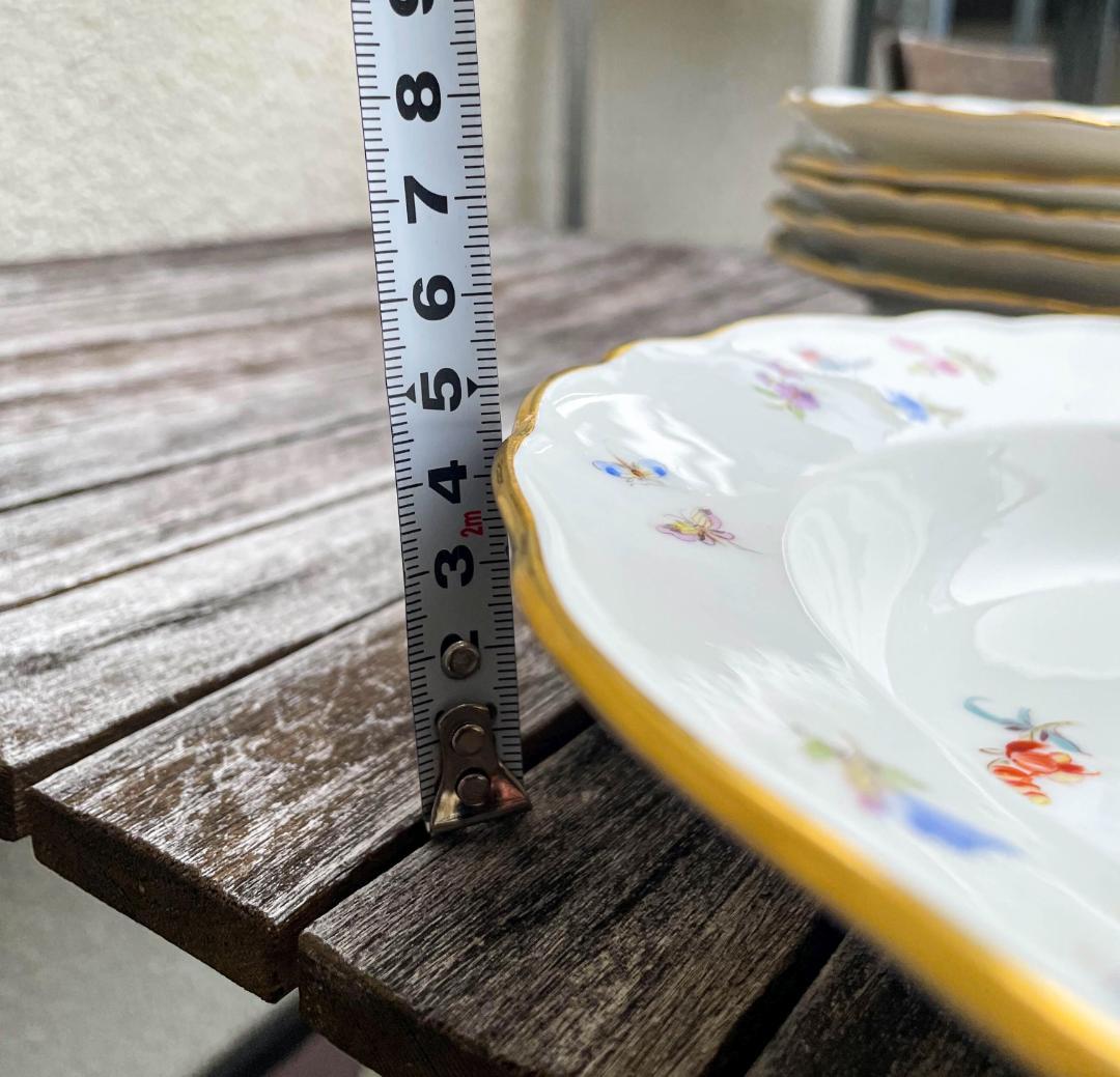 値下げマイセン 昆虫スーププレート深皿フラワーブーケ 23cm 金彩 6枚 1級