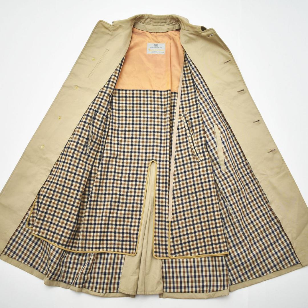 英国製 アクアスキュータム ウールライナー付き ステンカラーコート ベージュ