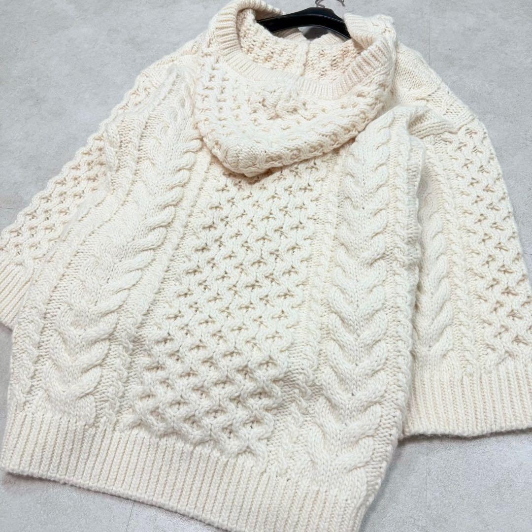 現行品♡THE TOE ケーブルニット フード パーカー ワッフル ウール 厚手