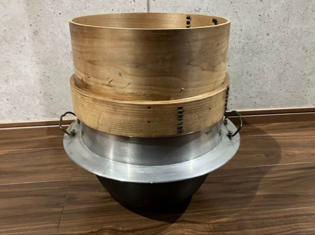 【中古釜、蒸篭28CM】（すだれ・中古蒸し布付き）