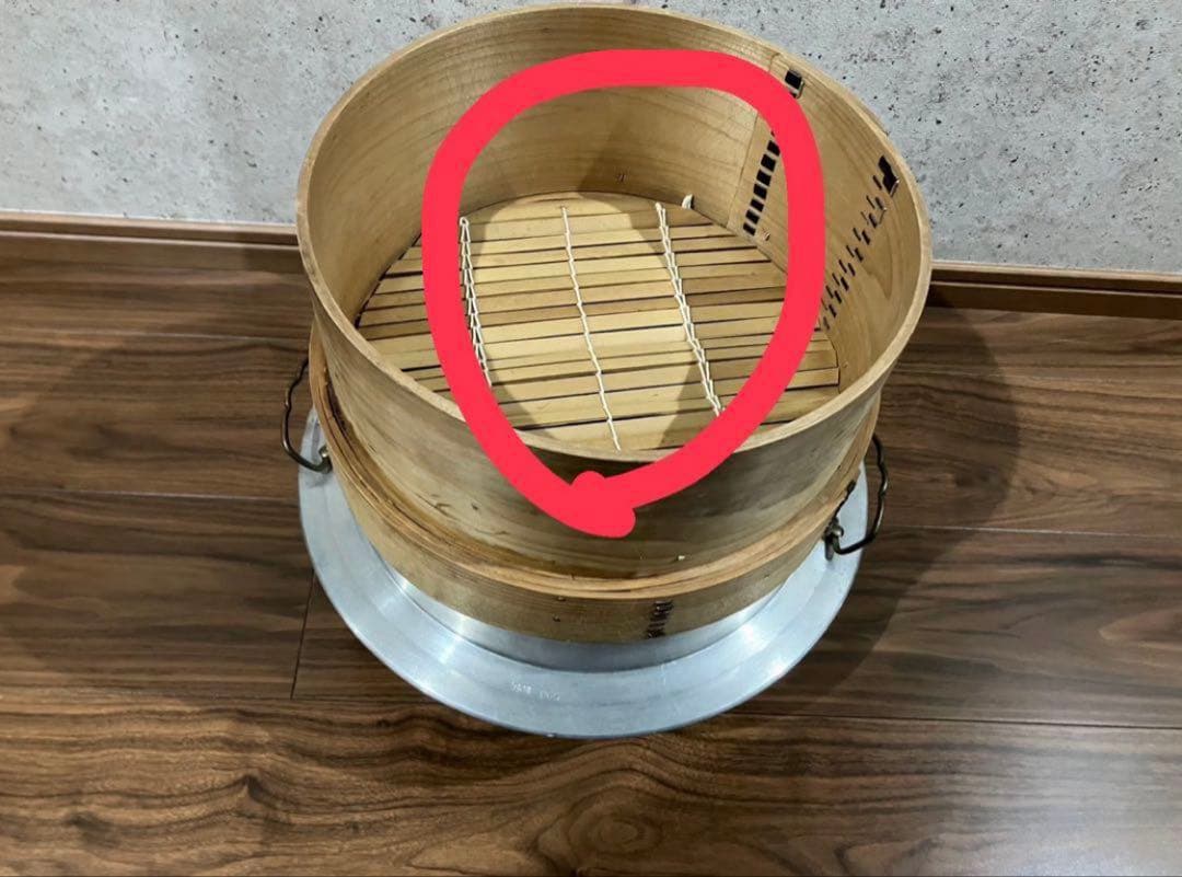 【中古釜、蒸篭28CM】（すだれ・中古蒸し布付き）