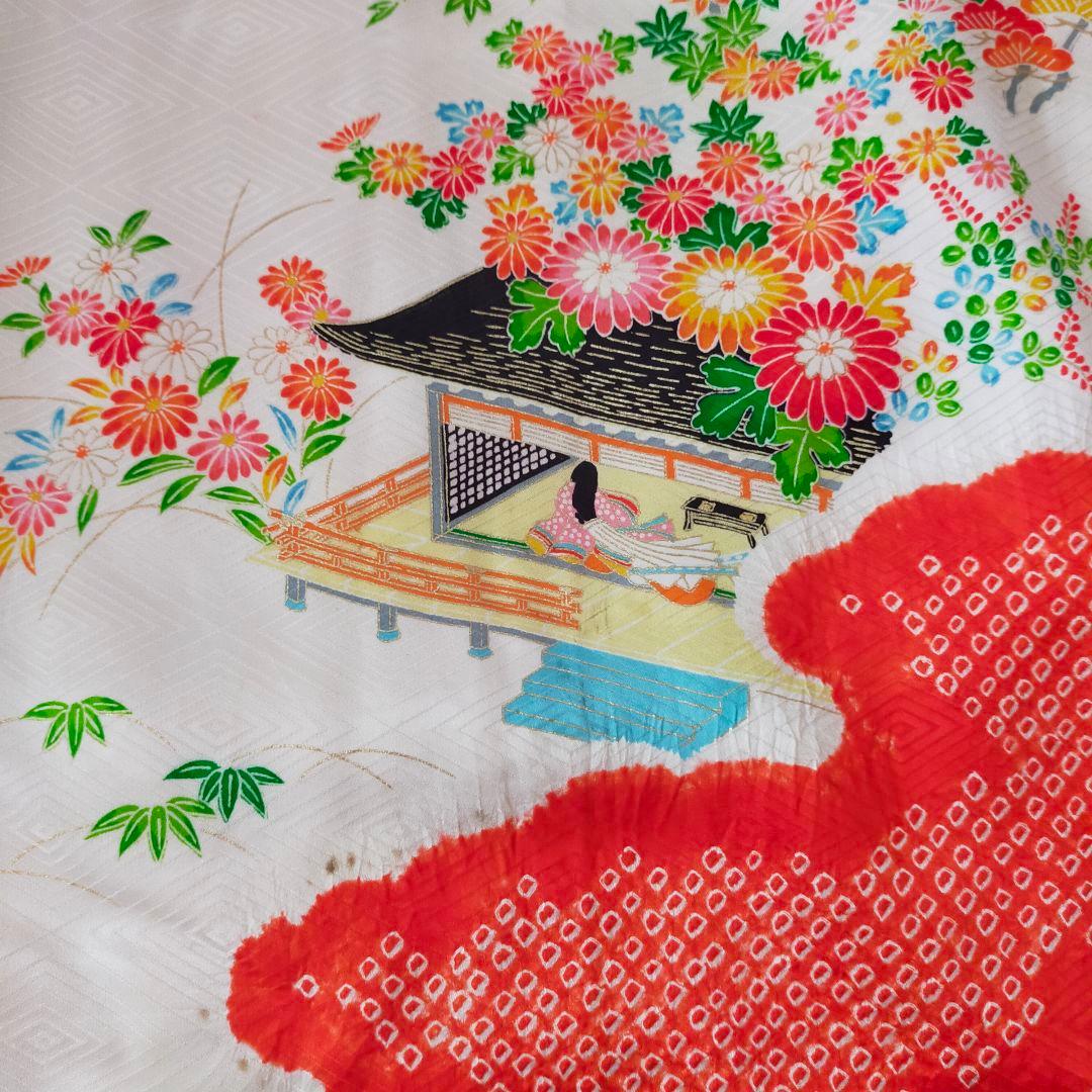 七五三 7歳 女の子 セット 本格比翼付き 金駒刺繍 菊 萩 姫 絞り 0711