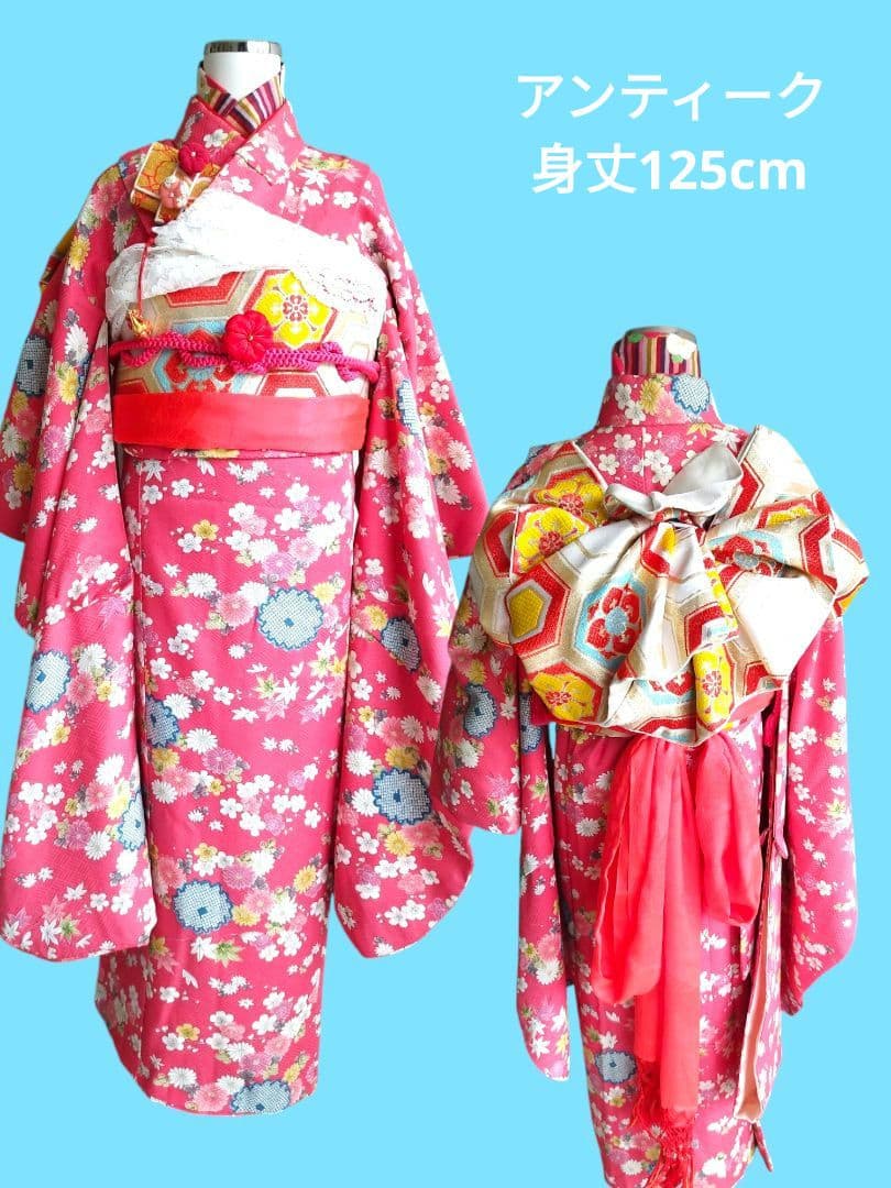 専用です☆アンティークくすみピンクの着物と白の袋帯