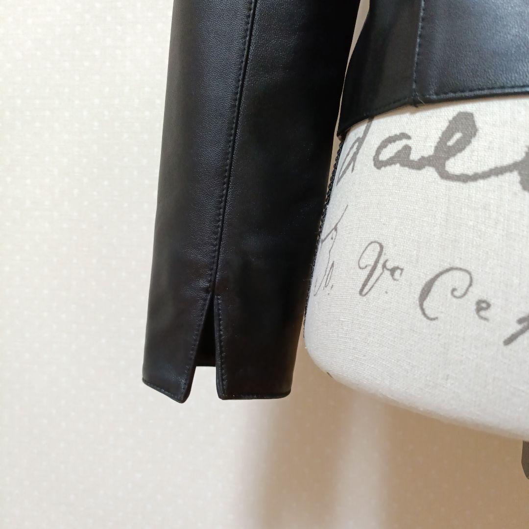 美品　アーガ　ラムレザージャケット　本革　上質　ブルゾン　ライダース　黒　M