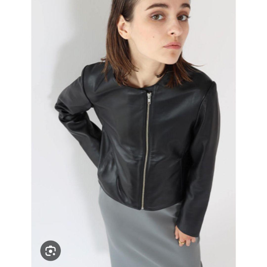 美品　アーガ　ラムレザージャケット　本革　上質　ブルゾン　ライダース　黒　M