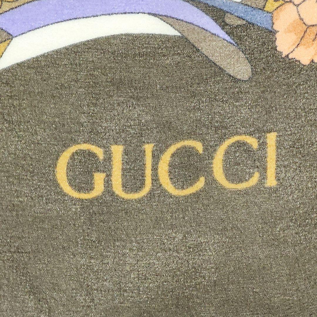 ★GUCCI★ スカーフ 大判 シフォン インターロッキング 花 ブラウン