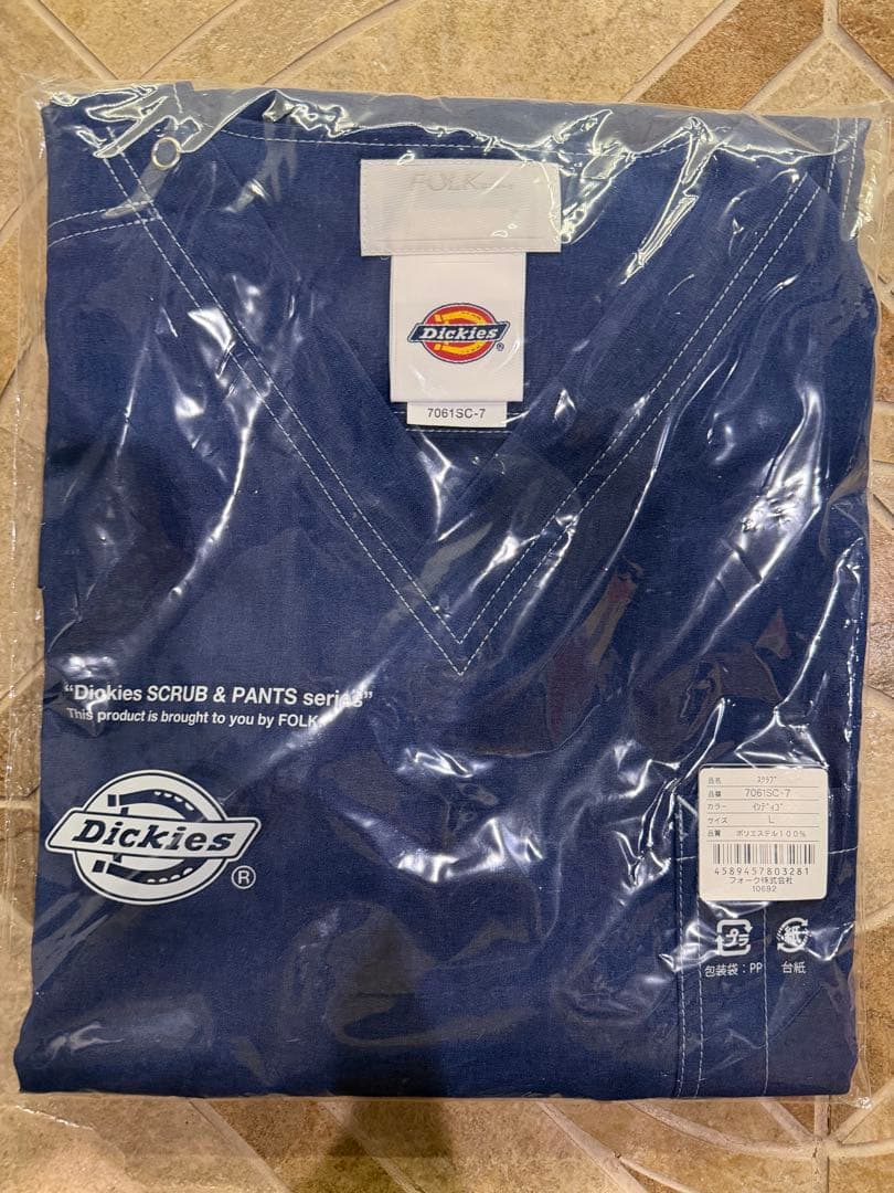 【新品未使用品】ディッキーズ（男女）スクラブ上下 L インディゴ 医療FOLK
