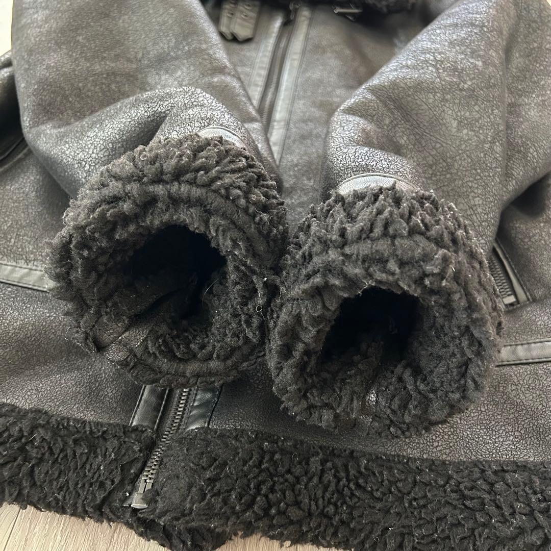 ZARA ザラ フェイクムートン B3 フライトジャケット M ブラック ボア