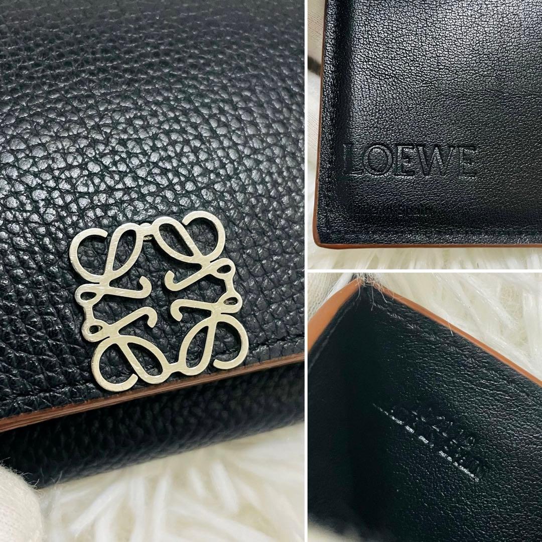 極美✨付属完備✨ロエベ 三つ折り財布 トライフォールド アナグラム レザー 黒