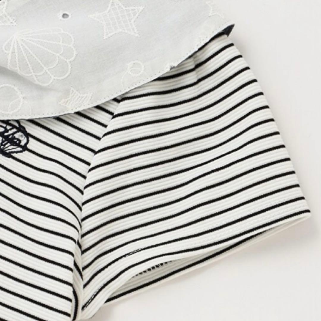 メゾピアノ リップルボーダー　セーラーカラーワンピース　120