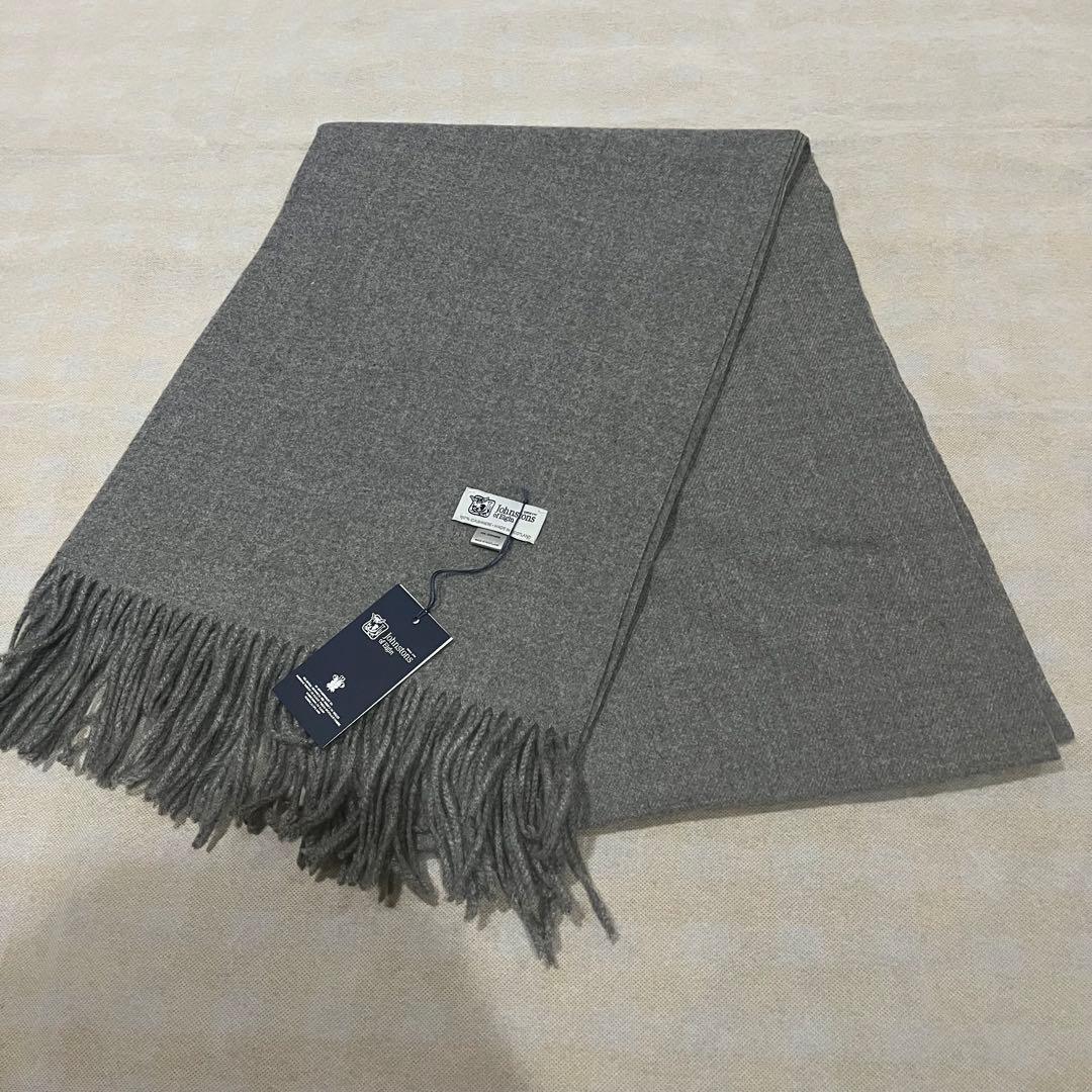 j*n様 美品 ジョンストンズ カシミヤ100％ 大判ストール ミッド グレー