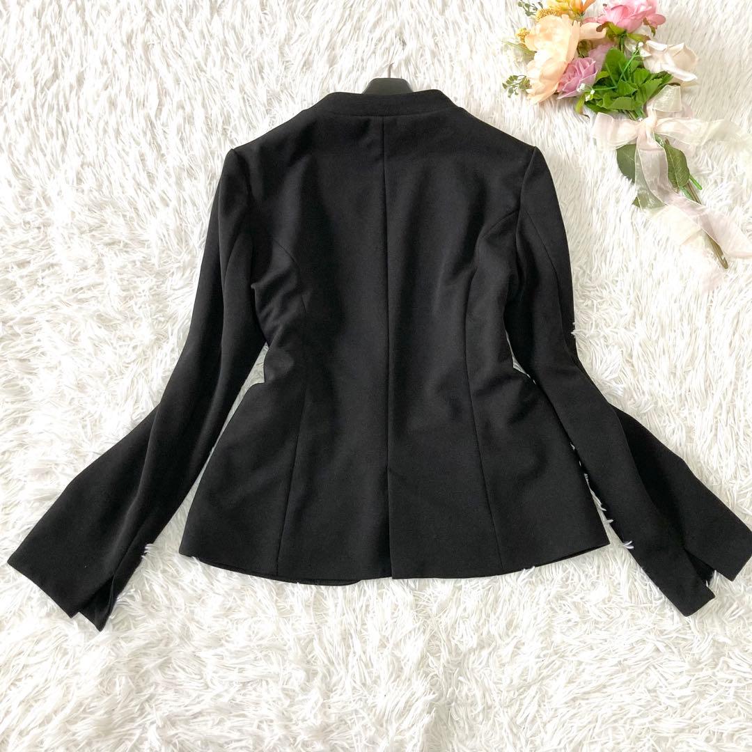 ★ホワイトジョーラ★ハイストレッチジョーゼット ノーカラー セットアップ