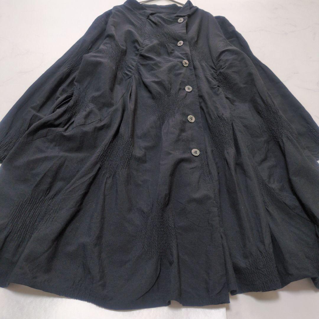 美品✨慈雨 変形ロングシャツワンピース 2WAY 羽織り 黒 センソユニコ