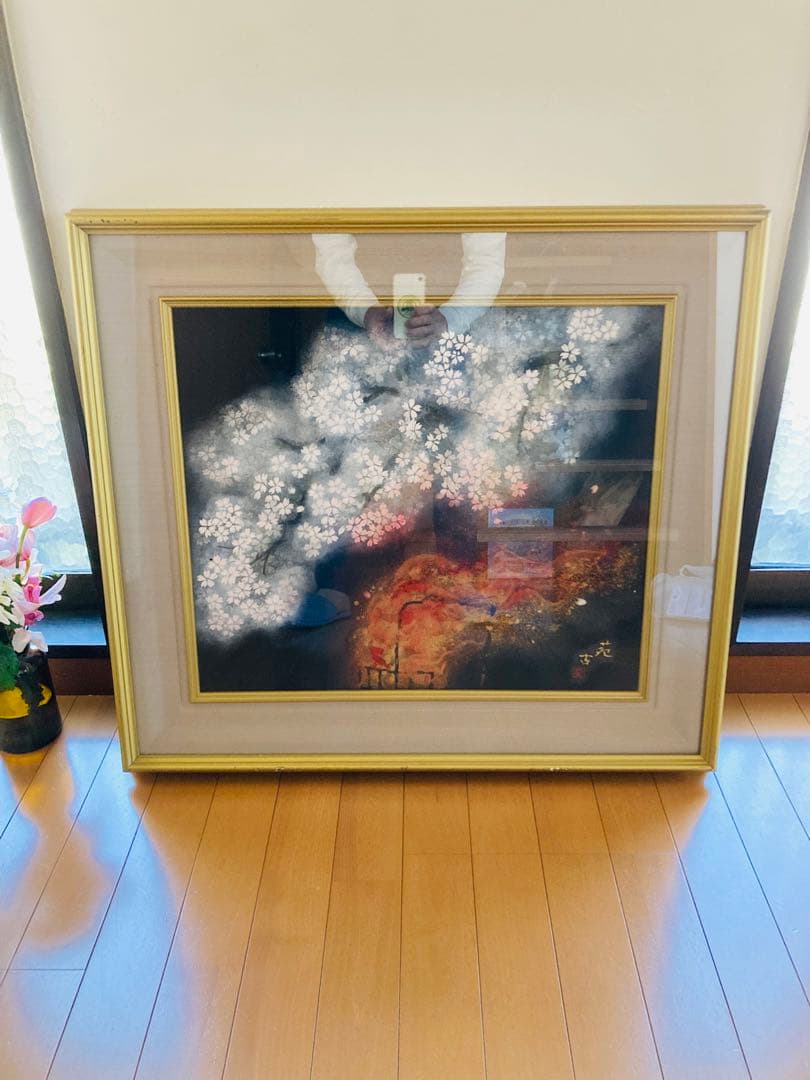 美品【夜桜】大　絵画　苑古作　縁起物