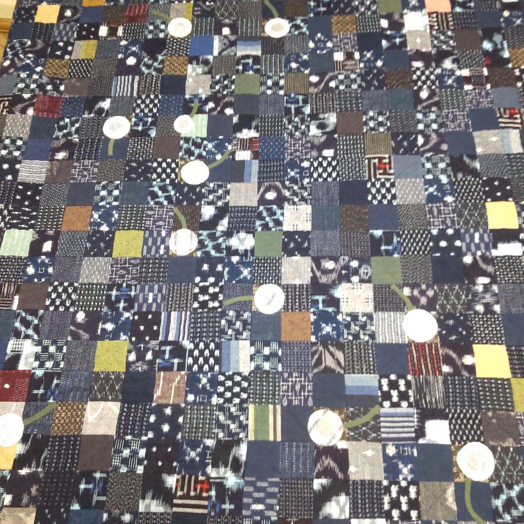 絣のパッチワークキルト ソファーカバー 敷きマット