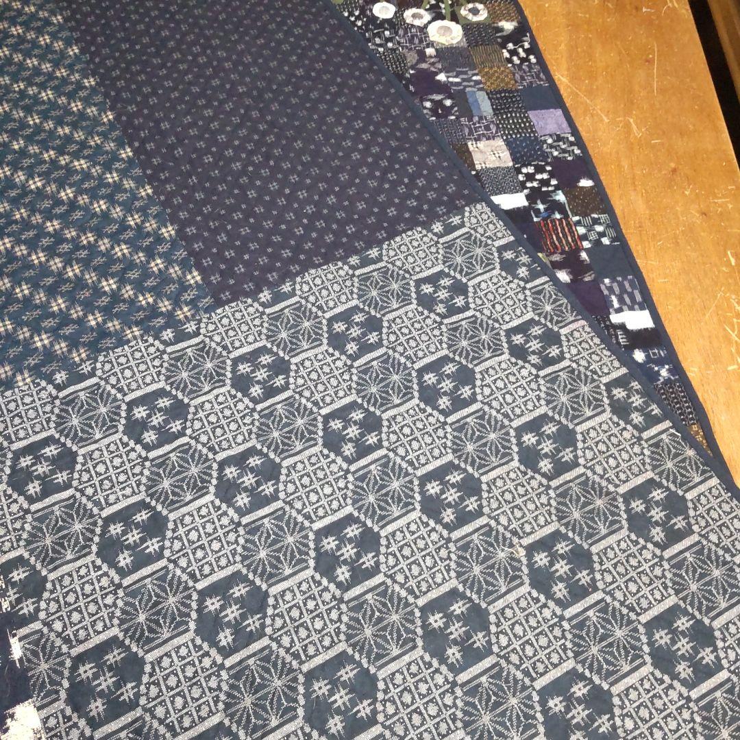絣のパッチワークキルト ソファーカバー 敷きマット