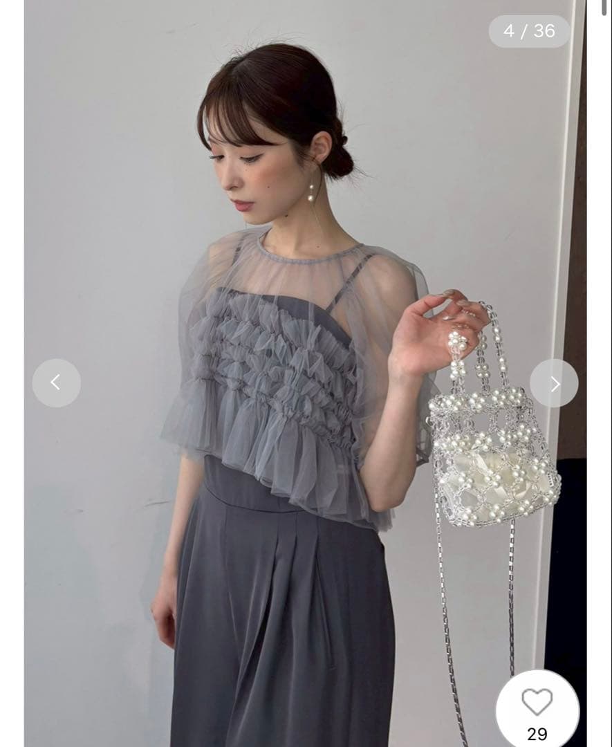 FRAY I.D チュールブラウスセットコンビネゾン CGRY