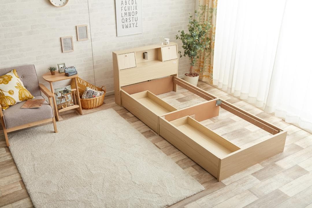 【シングル】Alloys引出し付ベッド+【マットレス】のセットダークブラウン