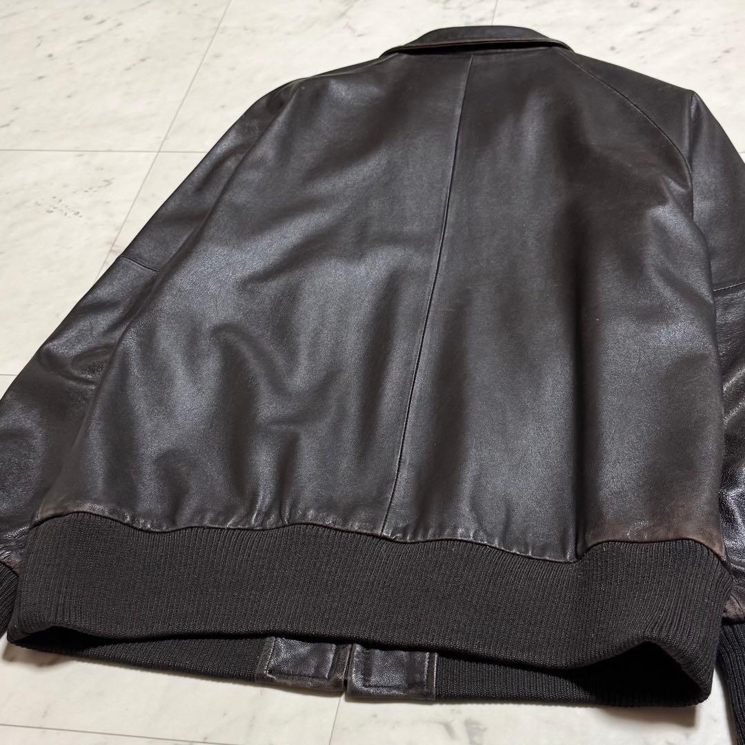 Schott ラムレザートラックジャケット 羊革 サイドライン ブラウン L