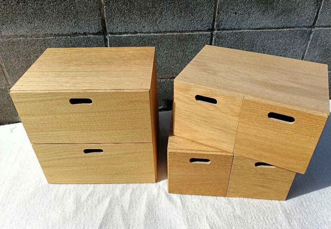 美品 無印 MUJI スタッキングチェスト 引出し オーク材 セット