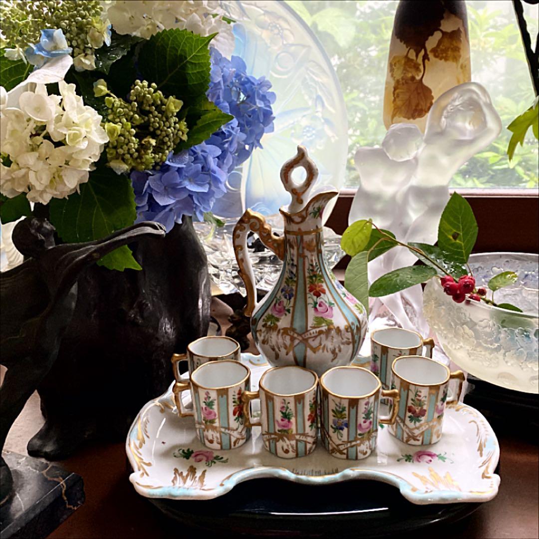 リモージュのとても素敵なハンドペイントが美しいリキュールセット