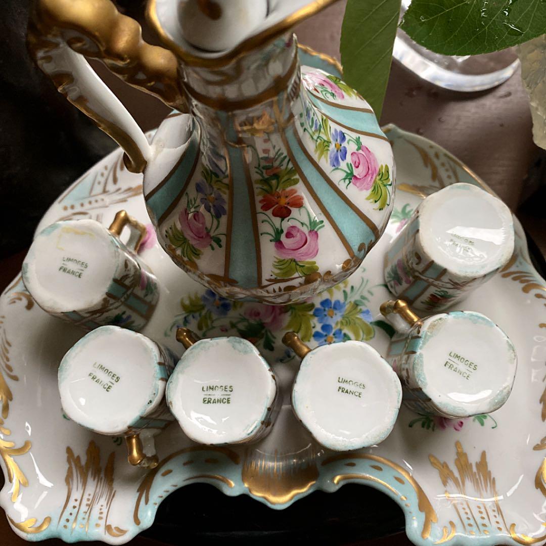 リモージュのとても素敵なハンドペイントが美しいリキュールセット