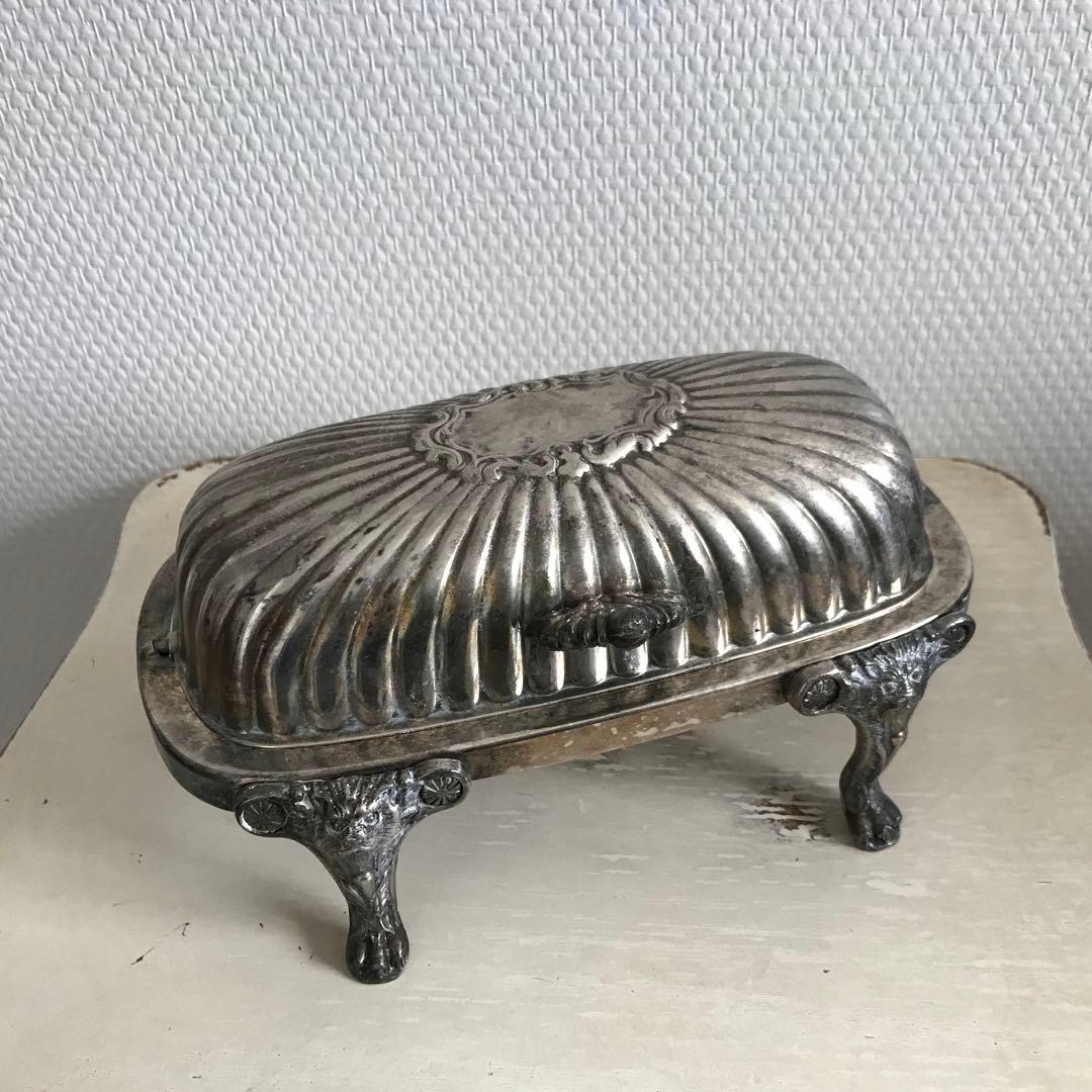 F.B. Rogers ライオン　バターディッシュ　シルバープレート　銀　獅子