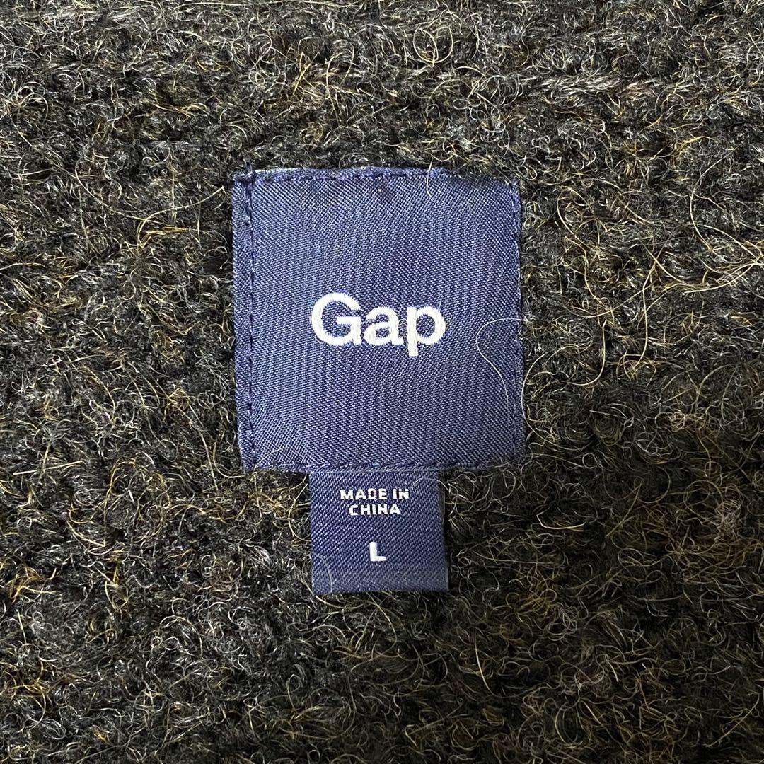 希少L 00s【OLD GAP】シャギーカーディガン 毛足長め/モヘア調 グレー