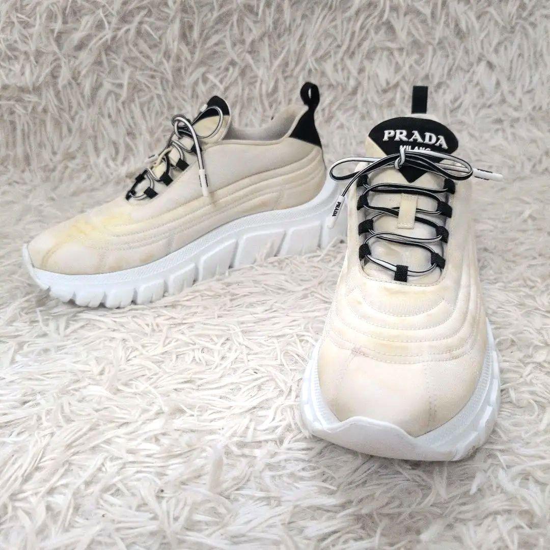 PRADA プラダ リナイロン スニーカー 21SS 三角ロゴ 白 38 1/2