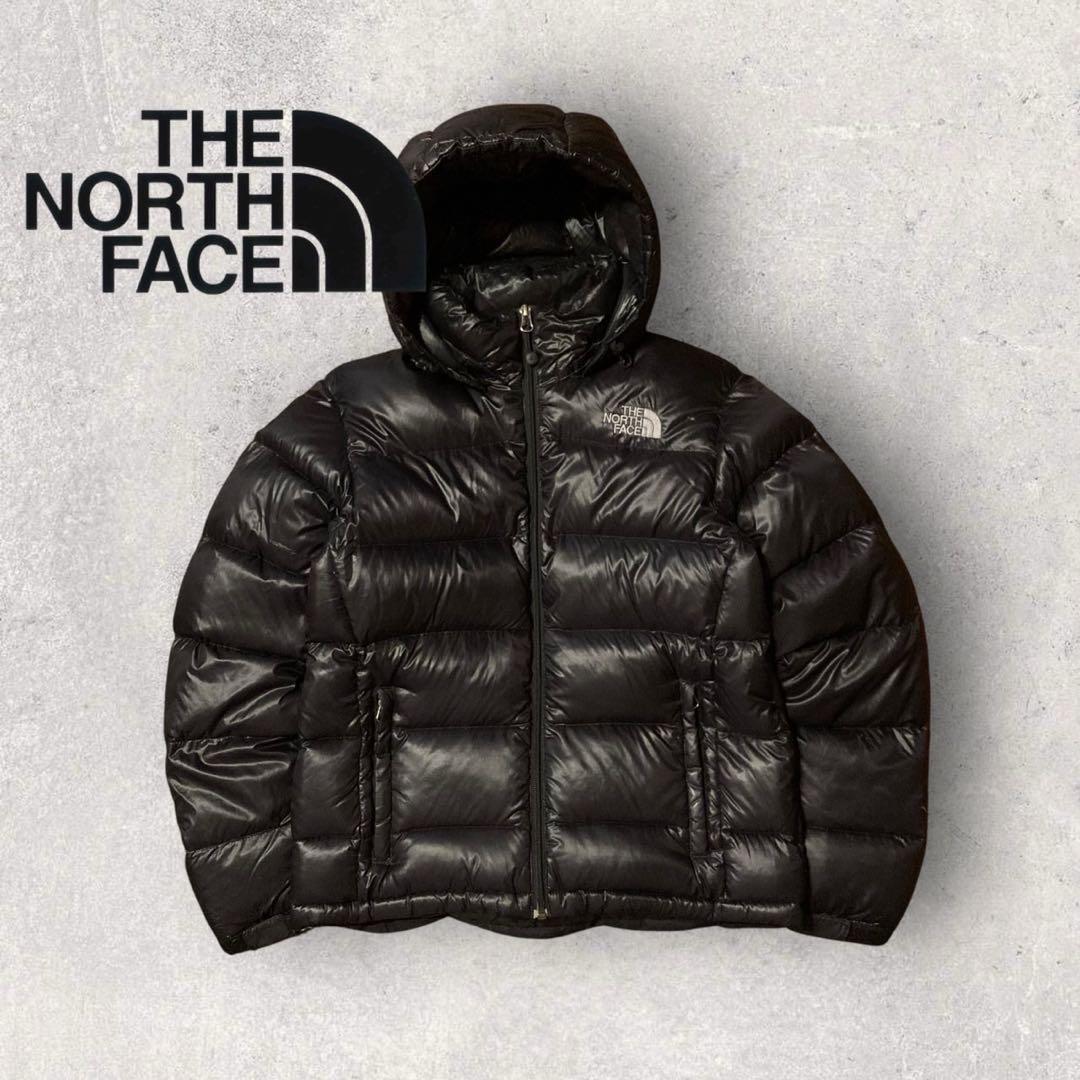 【ザ・ノースフェイス】ダウンジャケット　M 黒　刺繍ロゴ　700 美品　h