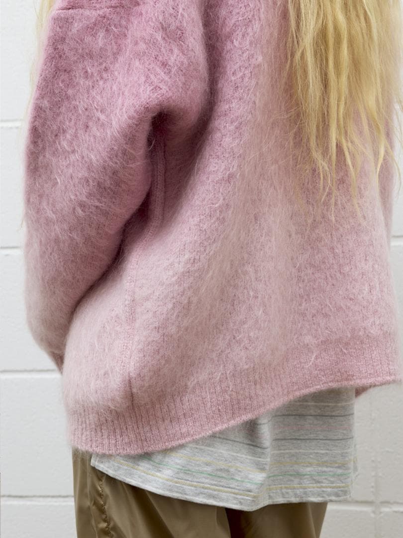 トップス UNUSED Gradation Mohair Cardigan Brown 2