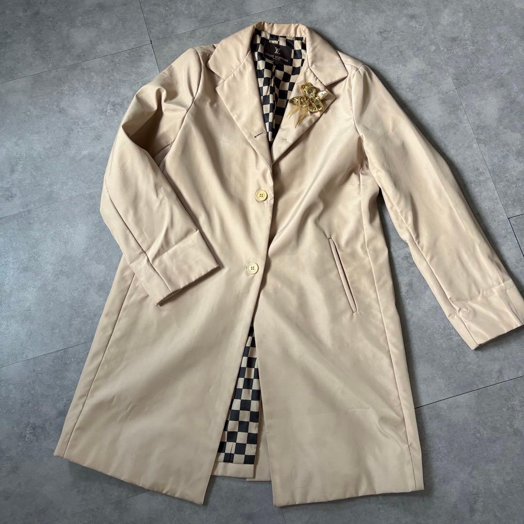 【圧倒的存在感❗️】ルイ・ヴィトン　ダミエ　コート　裏地総柄　L