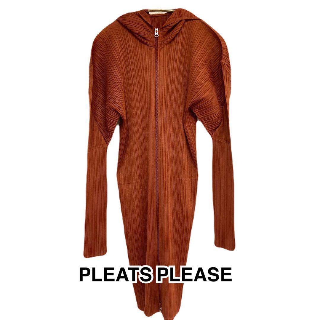 美品　PLEATS PLEASE プリーツプリーズ　ワインレッド　パーカー