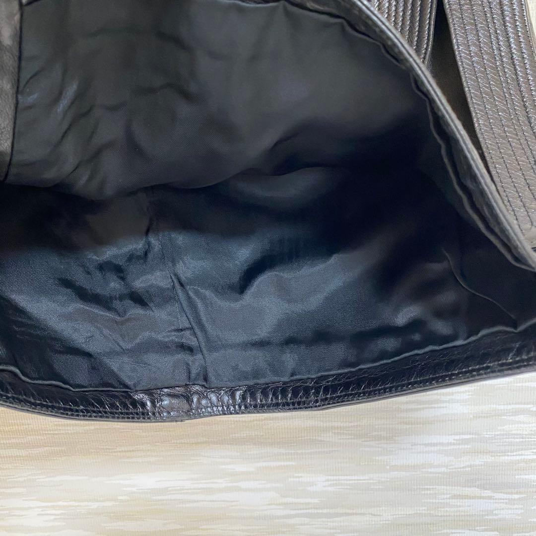 高級◆Gianni Versace レザースカート 巻きスカート風イタリヤ製 黒