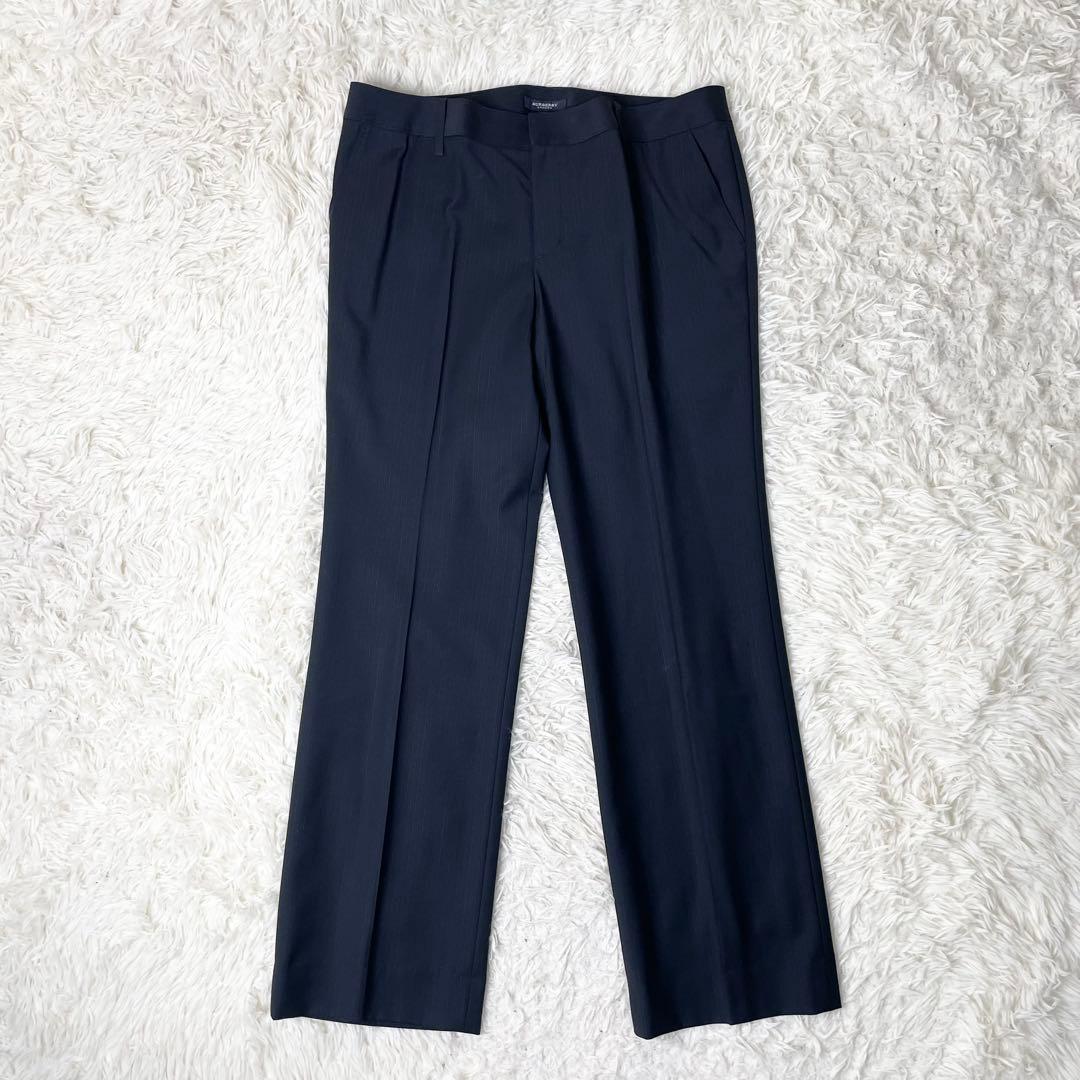 【美品】BURBERRY LONDON パンツスーツ 紺ストライプ 46