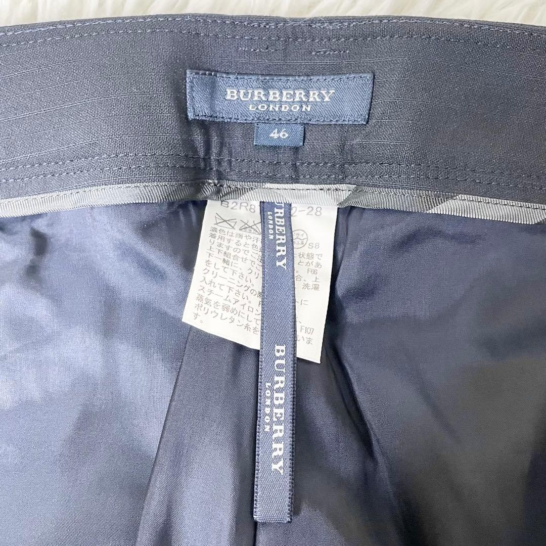 【美品】BURBERRY LONDON パンツスーツ 紺ストライプ 46