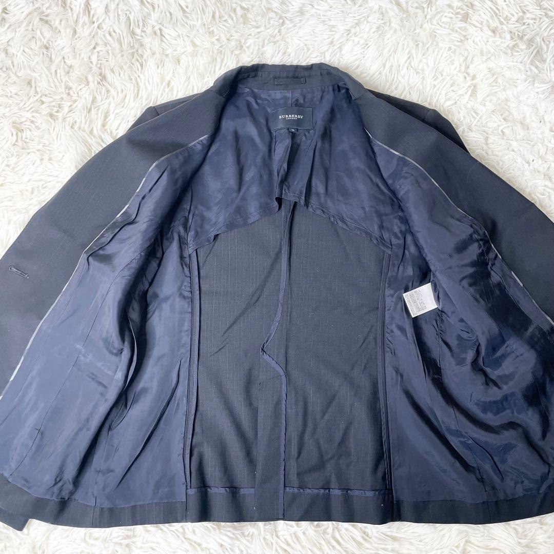 【美品】BURBERRY LONDON パンツスーツ 紺ストライプ 46