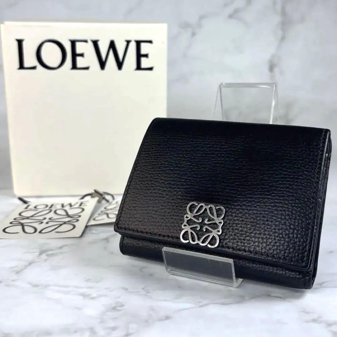 ロエベ　アナグラム　トライフォールドウォレット　Wホック　三つ折り　財布