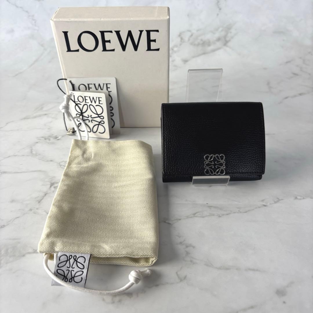 ロエベ　アナグラム　トライフォールドウォレット　Wホック　三つ折り　財布